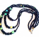 Black Statement Necklace, Black Beaded Jewelry, Boho Beaded Strand Necklace