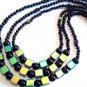 Black Statement Necklace, Black Beaded Jewelry, Boho Beaded Strand Necklace