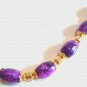 Purple Glass Bead Necklace, Gold Jewelry, Retro Inspired Purple Necklace