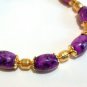 Purple Glass Bead Necklace, Gold Jewelry, Retro Inspired Purple Necklace