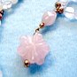 Handmade Rose Quartz Stone Necklace, Pink Carved Flower Pendant, Handmade