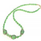 Sparkling Green Necklace, Faceted Bead Jewelry, Bead Strand Statement Necklace