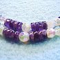 Handmade Purple Amethyst Stone Necklace, White Faceted Crystal Beaded Jewelry
