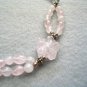 Pink Necklace, Rose Quartz Stone, Beaded Jewelry, Strand Bead Necklace