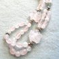Pink Necklace, Rose Quartz Stone, Beaded Jewelry, Strand Bead Necklace