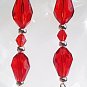 Red Dangle Earrings, Faceted Glass Teardrop Earrings withRed Crystal Beads
