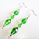 Handmade Green Earrings, Faceted Glass Teardrops, Emerald Green Crystal Earrings