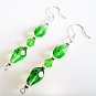 Handmade Green Earrings, Faceted Glass Teardrops, Emerald Green Crystal Earrings