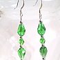 Handmade Green Earrings, Faceted Glass Teardrops, Emerald Green Crystal Earrings
