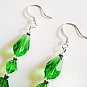 Handmade Green Earrings, Faceted Glass Teardrops, Emerald Green Crystal Earrings