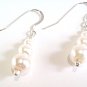 White Glass Pearl Earrings, Beaded Dangle Earrings, Bridal Wedding Jewelry