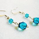 Blue Earrings, Faceted Crystal Bead Jewelry, Turquoise Blue Dangle Earrings