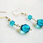 Blue Earrings, Faceted Crystal Bead Jewelry, Turquoise Blue Dangle Earrings