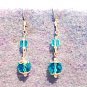 Blue Earrings, Faceted Crystal Bead Jewelry, Turquoise Blue Dangle Earrings