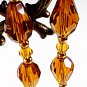 Amber Faceted Glass Teardrop Earrings, Crystal Beaded Jewelry, Handmade Earrings