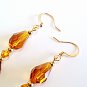 Amber Faceted Glass Teardrop Earrings, Crystal Beaded Jewelry, Handmade Earrings