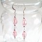 Pink Earrings, Faceted Glass Teardrops and Crystal Beaded Earrings, Handmade