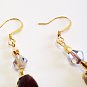 Brown and Gold Dangle Earrings, Smoke Color Crystal Earrings, Handmade