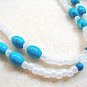 Blue and White Jewelry Set, Turquoise Blue Howlite and White Seed Bead Necklace