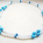 Blue and White Jewelry Set, Turquoise Blue Howlite and White Seed Bead Necklace
