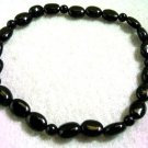Stone Bead Black Bracelet, Black Onyx Stretch Bracelet, Black Beaded Jewelry
