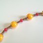 Orange Mother of Pearl Shell Bead Bracelet, Red Stone Bracelet, Orange Bracelet