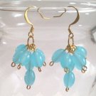 Aquamarine Cluster Earrings, Light Blue Glass Beaded Earrings, Dangle Earrings