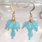 Aquamarine Cluster Earrings, Light Blue Glass Beaded Earrings, Dangle Earrings