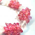 Pink Bracelet, Pink Glass Chip Cluster Bead Bracelet, Pink Jewelry, Handmade