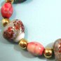 Red and Gray Glass Hearts Bead Bracelet, Mothers Day, Valentines, Birthday Gift