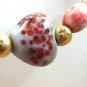 Red and Gray Glass Hearts Bead Bracelet, Mothers Day, Valentines, Birthday Gift