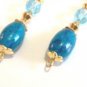 Blue Earrings, Blue Beaded Dangle Earrings, Gold Jewelry, Handmade Bead Jewelry