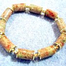 Stone Bead Bracelet, Rustic Golden Brown, Rusty Red, Olive Green Autumn Bracelet