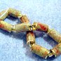 Stone Bead Bracelet, Rustic Golden Brown, Rusty Red, Olive Green Autumn Bracelet