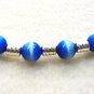 Blue and Silver Bracelet, Mystical Blue Beaded Jewelry, Silver Tubes Bracelet