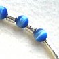 Blue and Silver Bracelet, Mystical Blue Beaded Jewelry, Silver Tubes Bracelet