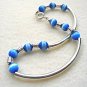 Blue and Silver Bracelet, Mystical Blue Beaded Jewelry, Silver Tubes Bracelet