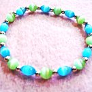 Green and Blue Bracelet, Bright Mystical Bead Jewelry, Green Beaded Bracelet