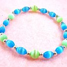 Neon Blue and Green Bracelet, Mystical Jewelry, Bright Colorful Stretch Bracelet