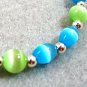 Neon Blue and Green Bracelet, Mystical Jewelry, Bright Colorful Stretch Bracelet