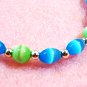Neon Blue and Green Bracelet, Mystical Jewelry, Bright Colorful Stretch Bracelet