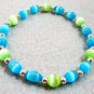 Neon Blue and Green Bracelet, Mystical Jewelry, Bright Colorful Stretch Bracelet