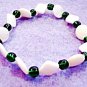 Green Bracelet, Emerald Green Glass Bead Jewelry, White Shell Bracelet No Metals