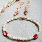Pearl Jewelry Set, Beach Jewelry, Sea Foam Green Stone, Pink Mother of Pearl