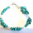Turquoise Bracelet, Earthy Irregular Turquoise Chip Cluster Beaded Bracelet