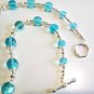 Sky Blue Glass Bead Necklace, Blue and Silver Bead Strand Necklace, Handmade