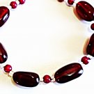 Black Cherry Red Bracelet, Dark Red Bead Jewelry, Bold Chuncky Beaded Bracelet