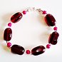 Black Cherry Red Bracelet, Dark Red Bead Jewelry, Bold Chuncky Beaded Bracelet