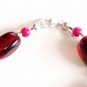 Black Cherry Red Bracelet, Dark Red Bead Jewelry, Bold Chuncky Beaded Bracelet