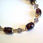 Brown Bracelet, Brown and Gold Bead Jewelry, Handmade Beaded Crystal Bracelet